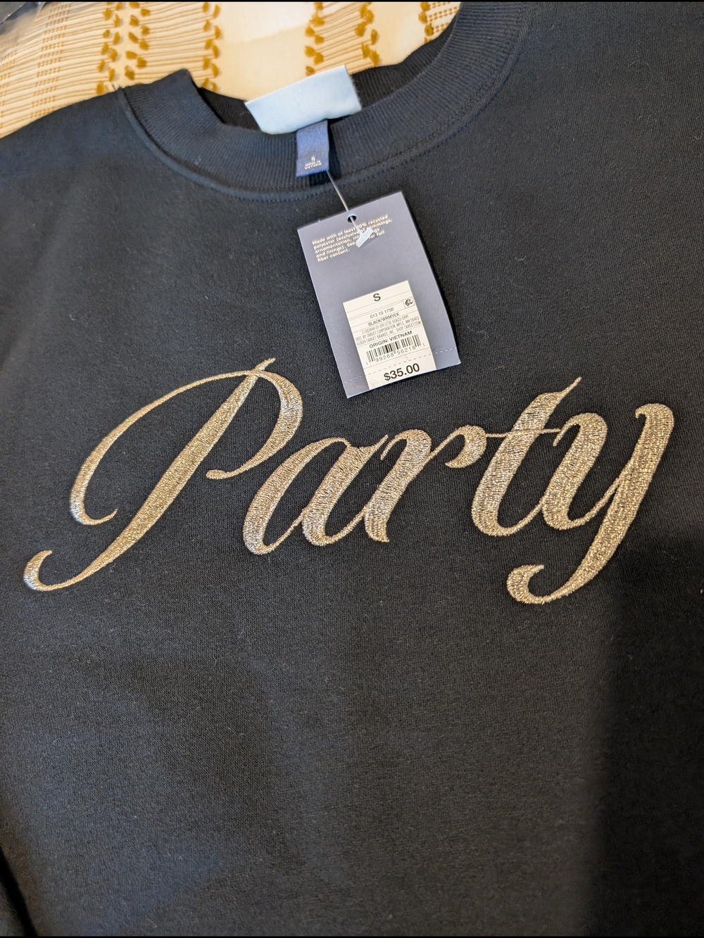 Universal Thread Black Crewneck Sweatshirt with Metallic Script - Picture 8 of 8